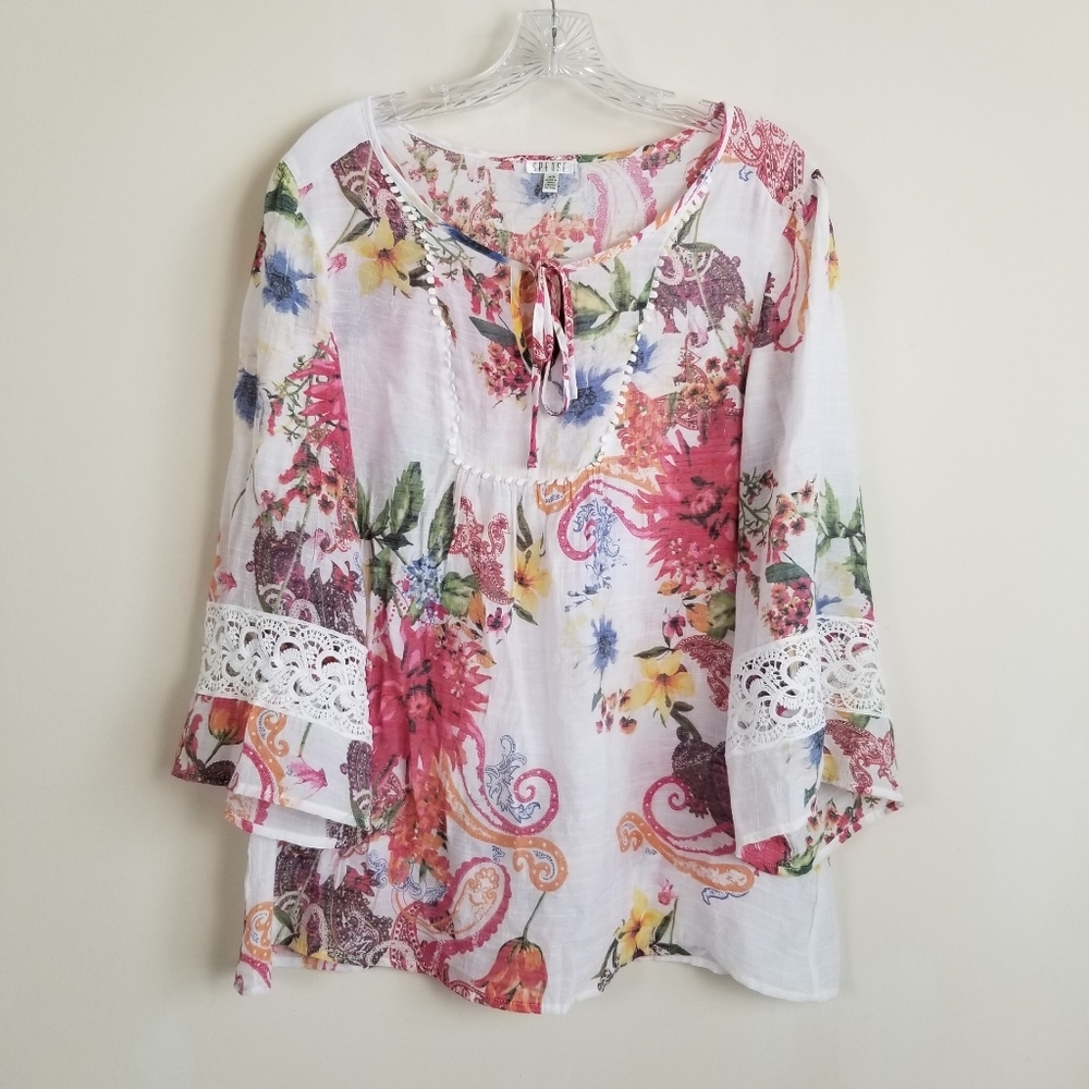 Spense Floral 3/4 Sleeve Top Size Medium